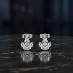 0.36 Ct Round-Cut Lab-Grown Diamond & Moissanite Floral Stud Earrings in 925 Sterling Silver