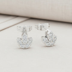 0.36 Ct Round-Cut Lab-Grown Diamond & Moissanite Floral Stud Earrings in 925 Sterling Silver