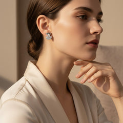 0.36 Ct Round-Cut Lab-Grown Diamond & Moissanite Floral Stud Earrings in 925 Sterling Silver