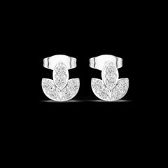0.36 Ct Round-Cut Lab-Grown Diamond & Moissanite Floral Stud Earrings in 925 Sterling Silver