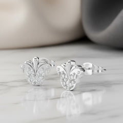 0.28 Ct Round-Cut Lab-Grown Diamond & Moissanite Floral Stud Earrings in 925 Sterling Silver