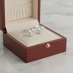 0.28 Ct Round-Cut Lab-Grown Diamond & Moissanite Floral Stud Earrings in 925 Sterling Silver