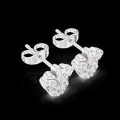0.28 Ct Round-Cut Lab-Grown Diamond & Moissanite Floral Stud Earrings in 925 Sterling Silver