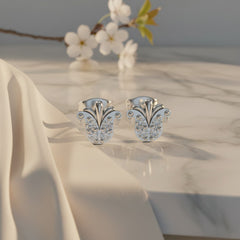 0.28 Ct Round-Cut Lab-Grown Diamond & Moissanite Floral Stud Earrings in 925 Sterling Silver
