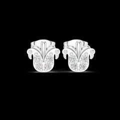 0.28 Ct Round-Cut Lab-Grown Diamond & Moissanite Floral Stud Earrings in 925 Sterling Silver