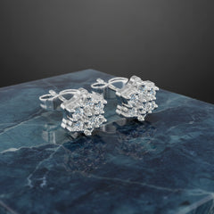 0.31 Ct Round-Cut Lab-Grown Diamond & Moissanite Cluster Stud Earrings in 925 Sterling Silver