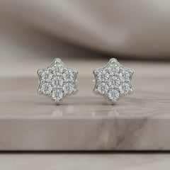 0.31 Ct Round-Cut Lab-Grown Diamond & Moissanite Cluster Stud Earrings in 925 Sterling Silver