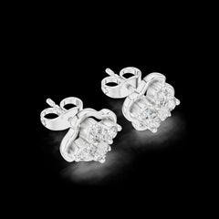 0.30 Ct Round-Cut Lab-Grown Diamond & Moissanite Floral Cluster Stud Earrings in 925 Sterling Silver