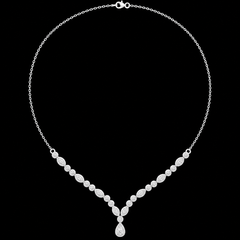 925 Sterling Silver Round Cut Lab-Grown Diamond Necklace with Pear Drop Pendant