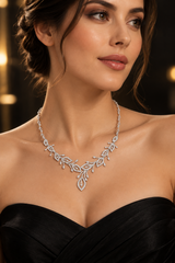 925 Sterling Silver Floral Lab-Grown Diamond Necklace – 2.368 Ct Round Cut