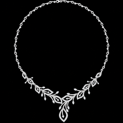 925 Sterling Silver Floral Lab-Grown Diamond Necklace – 2.368 Ct Round Cut
