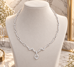 925 Sterling Silver Lab-Grown Diamond Vine Necklace – 1.838 Ct Round Cut