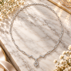 925 Sterling Silver Lab-Grown Diamond Vine Necklace – 1.838 Ct Round Cut