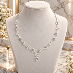 925 Sterling Silver Round Cut Lab-Grown Diamond Chain Necklace – 1.465 Ct
