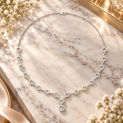 925 Sterling Silver Round Cut Lab-Grown Diamond Chain Necklace – 1.465 Ct