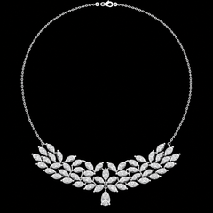 925 Sterling Silver Floral Lab-Grown Diamond Necklace – 4.24 Ct Leaf Design