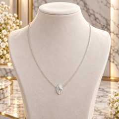 925 Sterling Silver Leaf Lab-Grown Diamond Pendant Necklace – 0.047 Ct