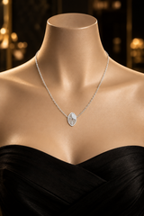 925 Sterling Silver Leaf Lab-Grown Diamond Pendant Necklace – 0.047 Ct
