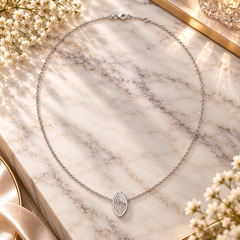 925 Sterling Silver Leaf Lab-Grown Diamond Pendant Necklace – 0.047 Ct
