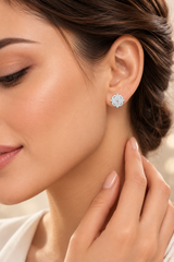 925 Sterling Silver Round Cut Lab-Grown Diamond & Moissanite Cluster Stud Earrings