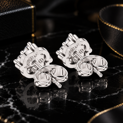 925 Sterling Silver Round Cut Lab-Grown Diamond & Moissanite Cluster Stud Earrings
