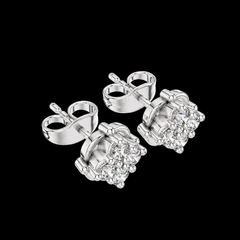 925 Sterling Silver Round Cut Lab-Grown Diamond & Moissanite Cluster Stud Earrings