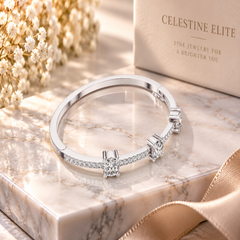 Classic Diamond Station Bangle in Sterling Silver