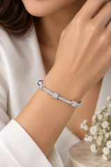 Classic Diamond Station Bangle in Sterling Silver