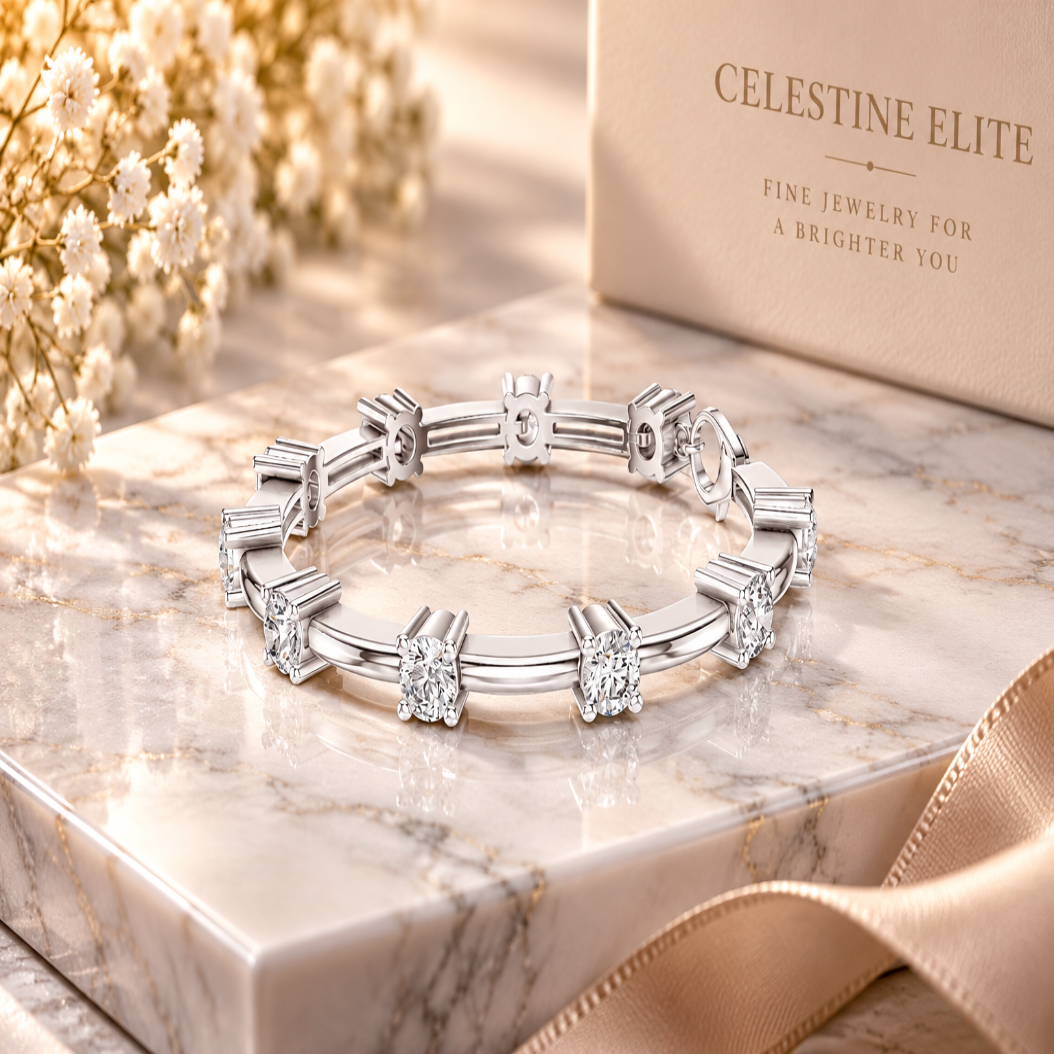 5.6 Ct Diamond Diamond Station Bracelet in 925 Sterling Silver