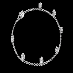 0.77 Ct Diamond Station Chain Bracelet in 925 Sterling Silver