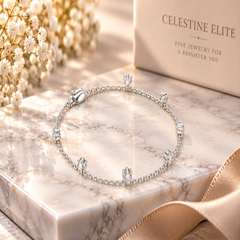 0.77 Ct Diamond Station Chain Bracelet in 925 Sterling Silver