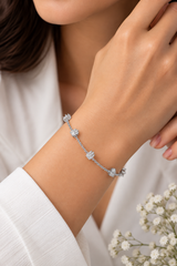 0.77 Ct Diamond Station Chain Bracelet in 925 Sterling Silver