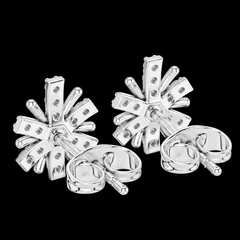 Round Diamond Floral Stud Earrings in Sterling Silver