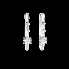 Minimal Baguette Accent Hoop Earrings in Sterling Silver