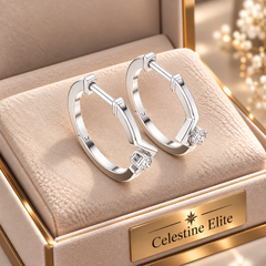 Minimal Round Diamond Hoop Earrings in Sterling Silver
