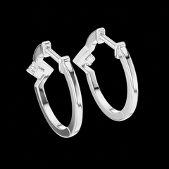 Minimal Round Diamond Hoop Earrings in Sterling Silver
