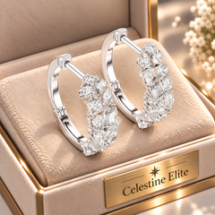 Multi-Shape Diamond Hoop Earrings in Sterling Silver