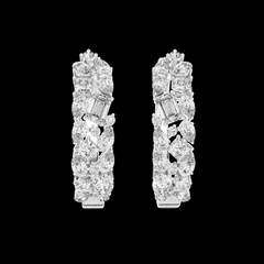 Multi-Shape Diamond Hoop Earrings in Sterling Silver