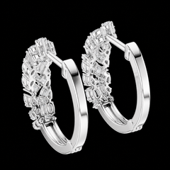 Multi-Shape Diamond Hoop Earrings in Sterling Silver