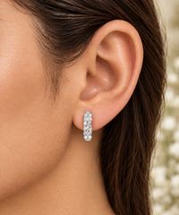 Multi-Shape Diamond Hoop Earrings in Sterling Silver