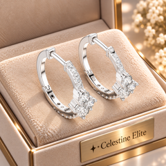 Round Diamond Detail Hoop Earrings in Sterling Silver