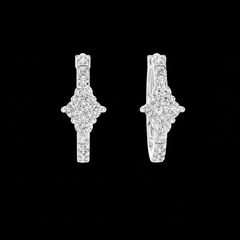 Round Diamond Detail Hoop Earrings in Sterling Silver