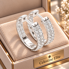 Full Sparkle Round Stone Hoop Earrings in Sterling Silver