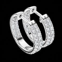 Full Sparkle Round Stone Hoop Earrings in Sterling Silver