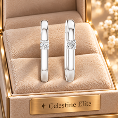 Sleek Round Solitaire Hoop Earrings in Sterling Silver
