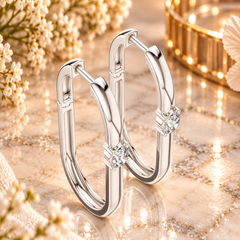 Sleek Round Solitaire Hoop Earrings in Sterling Silver