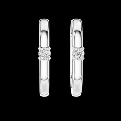 Sleek Round Solitaire Hoop Earrings in Sterling Silver