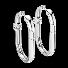 Sleek Round Solitaire Hoop Earrings in Sterling Silver
