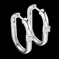 Sleek Round Solitaire Hoop Earrings in Sterling Silver