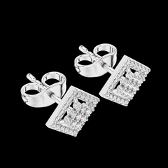 Square Diamond Pavé Drop Earrings in Sterling Silver
